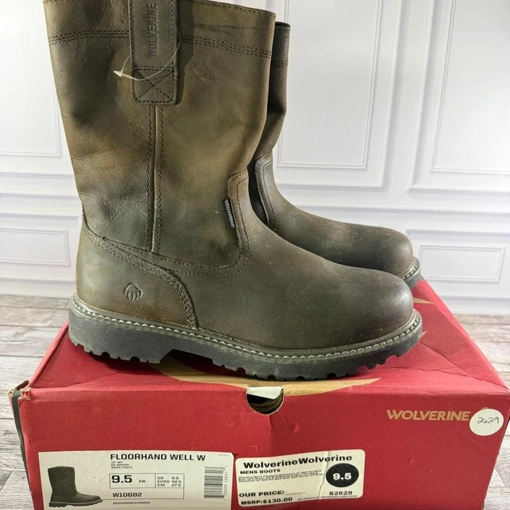 Wolverine Floorhand Well W Waterproof Leather Work Boots Size US 9.5 Extra Wide